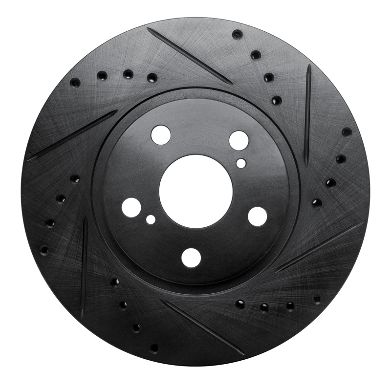Toyota Corolla Brake Rotor (1) - Front Right - R1 Concepts - Drilled & Slotted - Black - `09-`15
